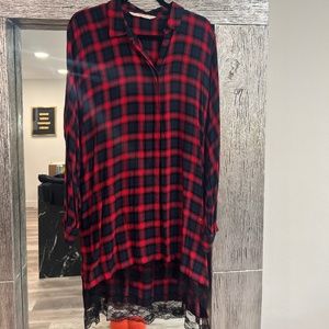 ZARA FLANNEL SHIRTDRESS WITH LACE